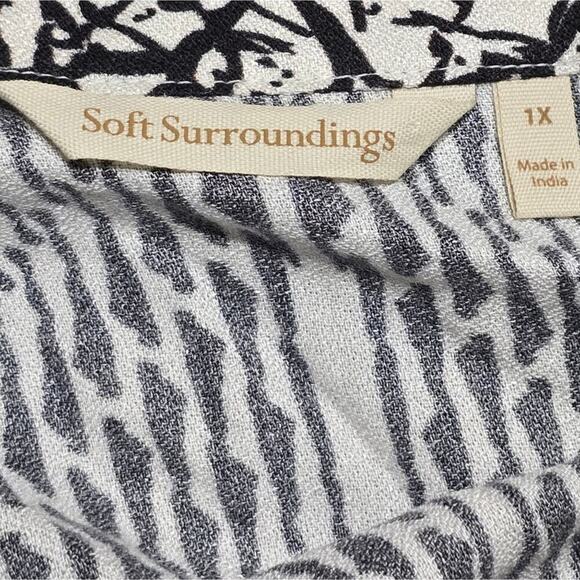 Soft Surroundings Black & White Ikat Raven Dress 3/4 Sleeve Womens Plus Size 1X‎ - Picture 8 of 8